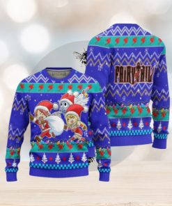 Natsu x Lucy x Happy Anime Ugly Christmas Sweater Custom Fairy Tail Xmas Gift