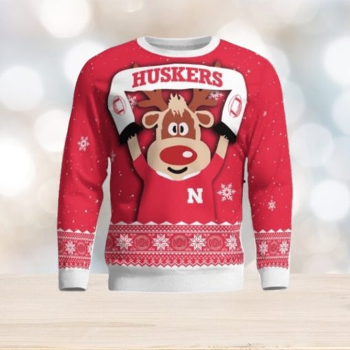 Nebraska Cornhuskers Cute Reindeer Ugly Christmas Sweater Christmas Party Gift