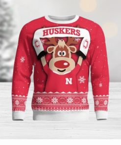 Nebraska Cornhuskers Cute Reindeer Ugly Christmas Sweater Christmas Party Gift