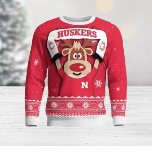 Nebraska Cornhuskers Cute Reindeer Ugly Christmas Sweater Christmas Party Gift