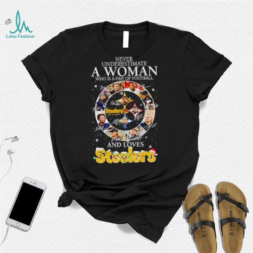 Never underestimate a woman who understands football and loves Steelers Christmas shirt