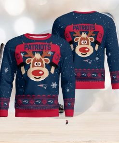 New England Patriots Cute Reindeer Ugly Christmas Sweater Christmas Party Gift