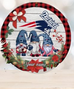 New England Patriots Nfl Cute Gnome Christmas Ornament Custom Name