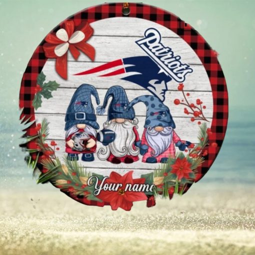 New England Patriots Nfl Cute Gnome Christmas Ornament Custom Name