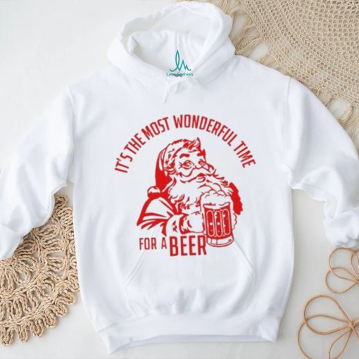 New It’S The Most Wonderful Time For A Beer Santa Christmas T shirt