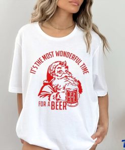 New It’S The Most Wonderful Time For A Beer Santa Christmas T shirt