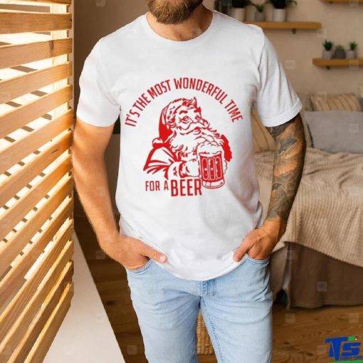 New It’S The Most Wonderful Time For A Beer Santa Christmas T shirt