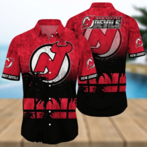 New Jersey Devils NHL Logo Coconut Tropical Hawaiian Shirt Beach Gift For Fans