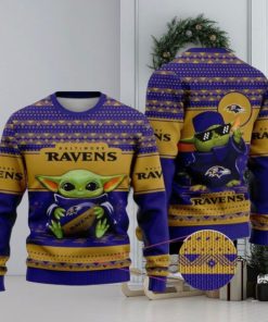 New Nfl Baby Yoda Baltimore Ravens Christmas Ugly Christmas Sweaters