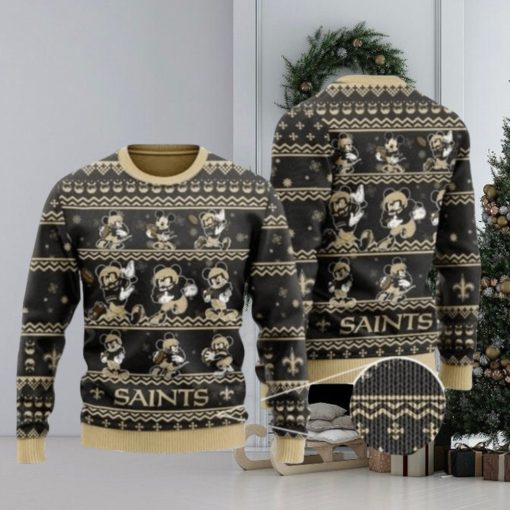 New Orleans Saints Christmas Multi Mickey Mouse Ugly Christmas Sweaters