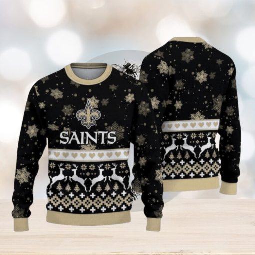 New Orleans Saints Christmas Snowflakes Reindeer Ugly Christmas Sweaters