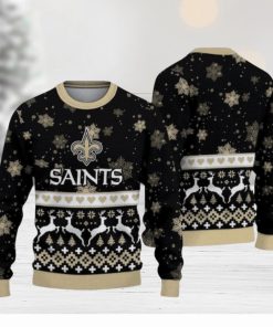 New Orleans Saints Christmas Snowflakes Reindeer Ugly Christmas Sweaters