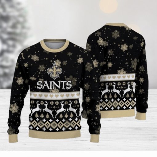 New Orleans Saints Christmas Snowflakes Reindeer Ugly Christmas Sweaters