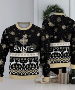 New Orleans Saints Christmas Snowflakes Reindeer Ugly Christmas Sweaters