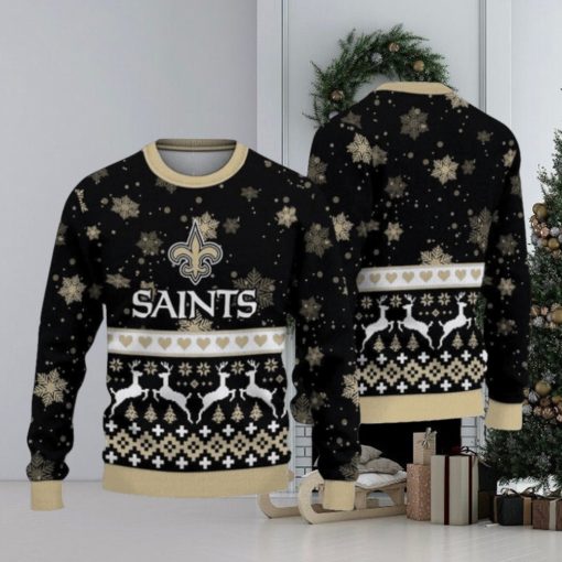 New Orleans Saints Christmas Snowflakes Reindeer Ugly Christmas Sweaters