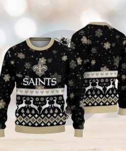 New Orleans Saints Christmas Snowflakes Reindeer Ugly Christmas Sweaters