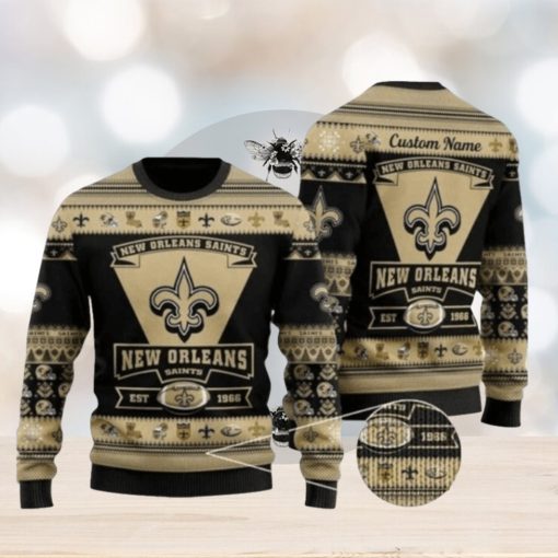 New Orleans Saints EST 1966 Big Logo Ugly Christmas Sweaters