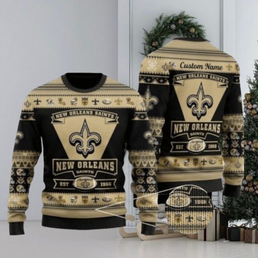 New Orleans Saints EST 1966 Big Logo Ugly Christmas Sweaters