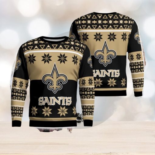 New Orleans Saints Logo Big Snowflake Pattern Ugly Christmas Sweater