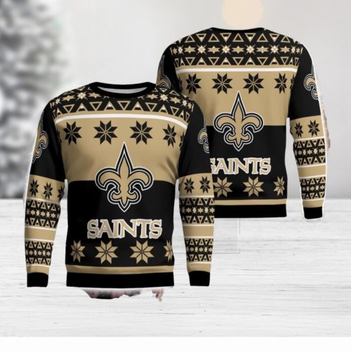 New Orleans Saints Logo Big Snowflake Pattern Ugly Christmas Sweater