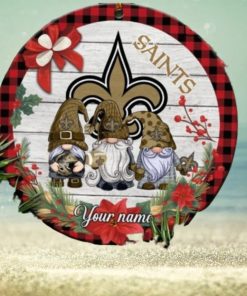 New Orleans Saints Nfl Cute Gnome Christmas Ornament Custom Name Football Team Christmas