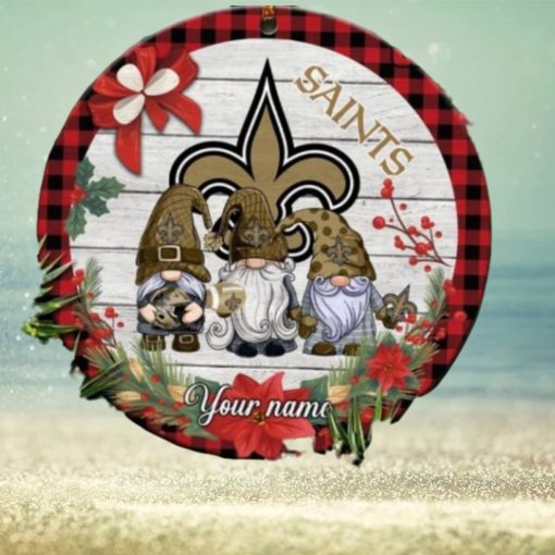 New Orleans Saints Nfl Cute Gnome Christmas Ornament Custom Name Football Team Christmas