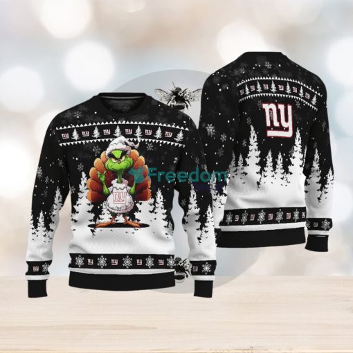 New York Giants Black Grinch Turkey Disguise Thankgiving Ugly Christmas 3D Sweater Gift Holidays