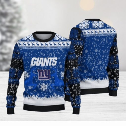 New York Giants Fans Snowstorm Parttern Ugly Christmas Sweaters