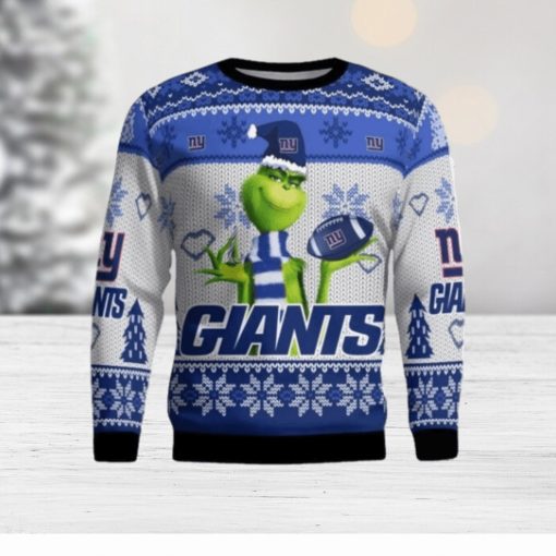 New York Giants Grinch Snowflake Pattern Ugly Sweater Christmas