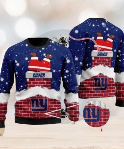 New York Giants Santa Claus On Chimney Ugly Christmas Sweaters