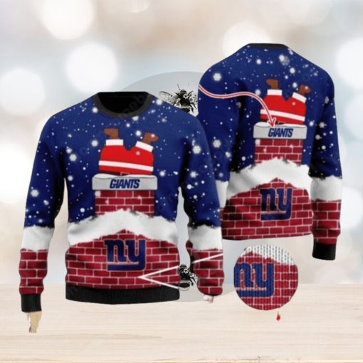 New York Giants Santa Claus On Chimney Ugly Christmas Sweaters