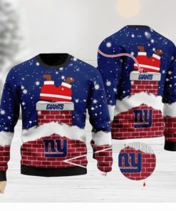 New York Giants Santa Claus On Chimney Ugly Christmas Sweaters