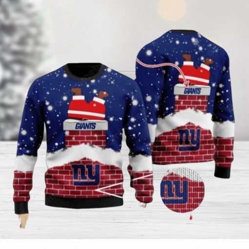 New York Giants Santa Claus On Chimney Ugly Christmas Sweaters