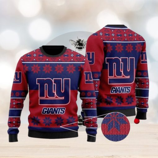 New York Giants Snowflakes Pattern Ugly Christmas Sweaters