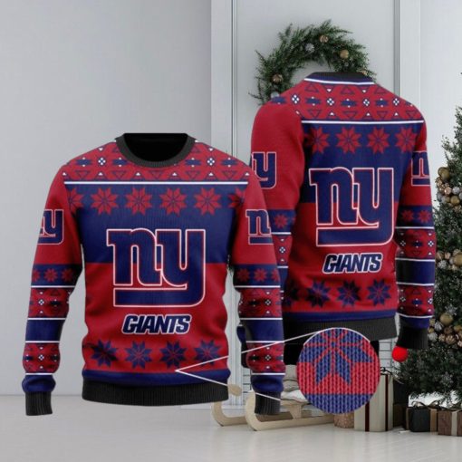 New York Giants Snowflakes Pattern Ugly Christmas Sweaters