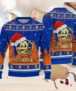 New York Islanders Logo Golden Fans Santa Hat Tree Knitted Christmas Sweater