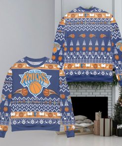 New York Knicks Basketball Team Reindeer Pattern Xmas 3D Sweater Cute Christmas Gift For Men And Women