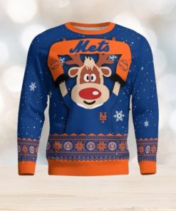 New York Mets Cute Reindeer Ugly Christmas Sweater Christmas Party Gift