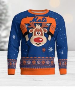 New York Mets Cute Reindeer Ugly Christmas Sweater Christmas Party Gift