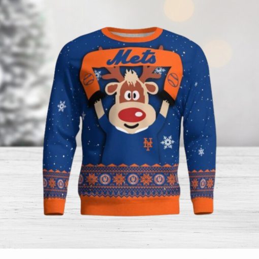 New York Mets Cute Reindeer Ugly Christmas Sweater Christmas Party Gift