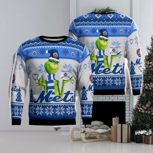 New York Mets Grinch Snowflake Pattern Xmas Gift Ugly Sweater Christmas Gift