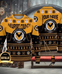 Newport County Ugly Christmas Sweater Logo Custom Name Gift Fans