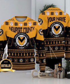 Newport County Ugly Christmas Sweater Logo Custom Name Gift Fans