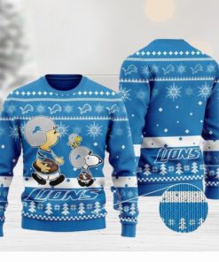 Nfl Detroit Lions Funny Charlie Brown Peanuts Snoopy Ugly Christmas Sweaters