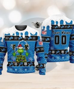 Nfl Grinch Fuck Them Detroit Lions Personalized Ugly Christmas Sweaters