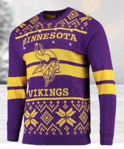 Nfl Minnesota Vikings Huge Logo Snowflake Ugly Christmas Sweaters