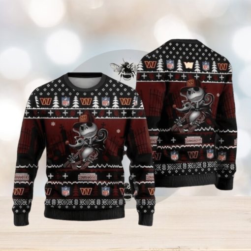 Nfl Washington Commanders Christmas Jack Skeleton Ugly Christmas Sweaters