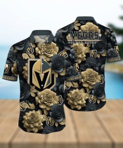 Nhl Vegas Golden Knights Hawaiian Shirt Tropical Rose Pattern Summer Hawaiian Shirt