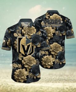 Nhl Vegas Golden Knights Hawaiian Shirt Tropical Rose Pattern Summer Hawaiian Shirt