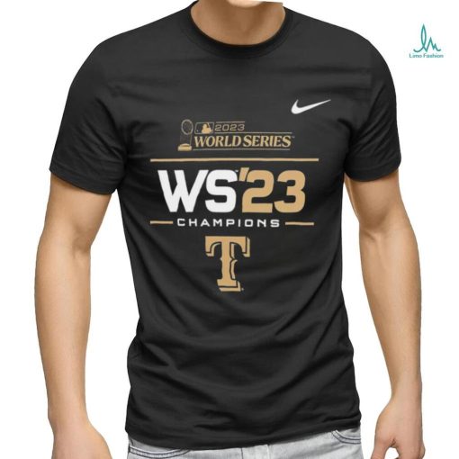 Nike Texas Rangers 2023 World Series Champions Lockup WS’23 golden logo shirt